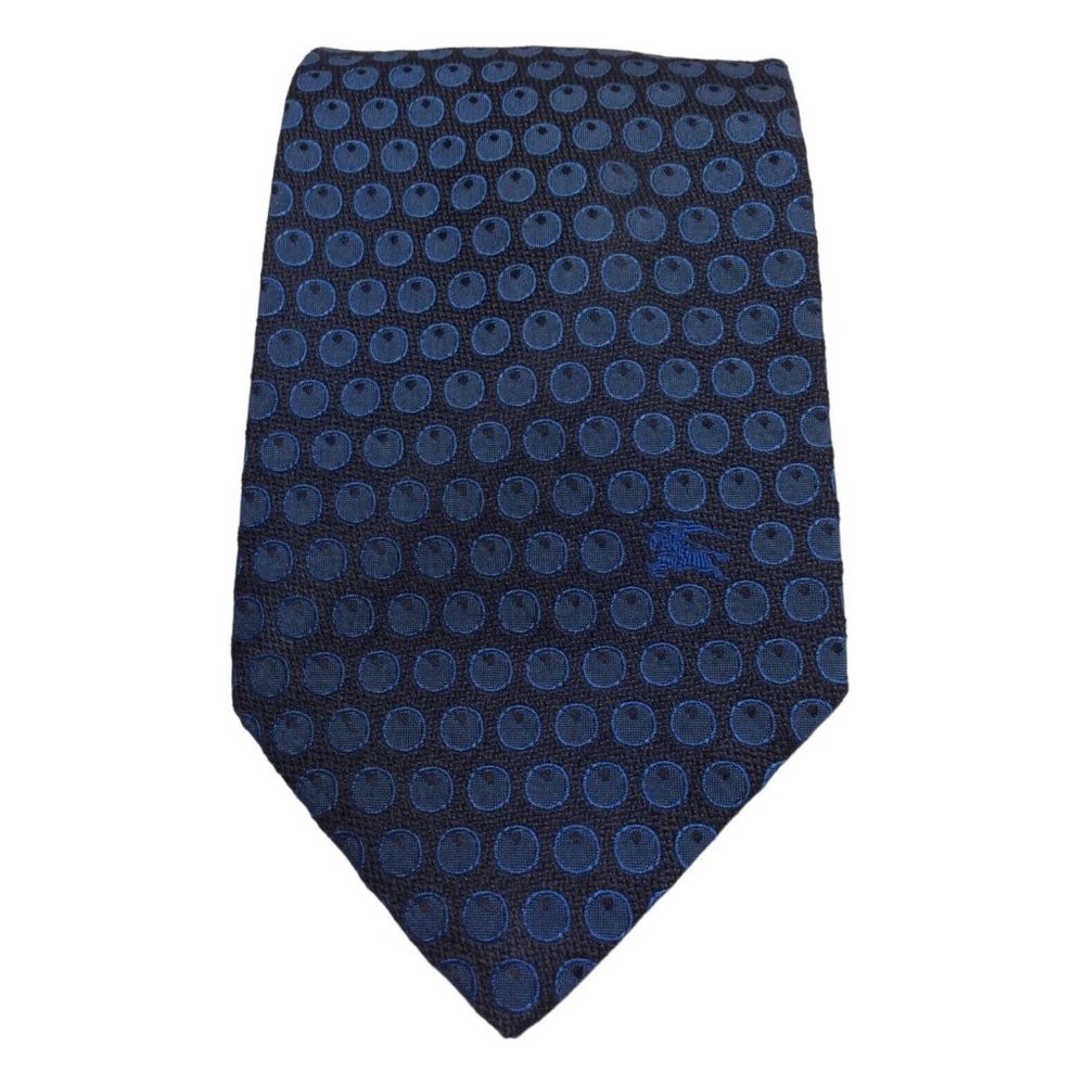 BURBERRYS OF LONDON Blue Geometric Logo Silk Tie Italy 60"/ 3".3/4 EX COND